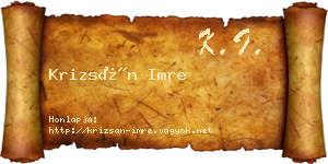 Krizsán Imre névjegykártya